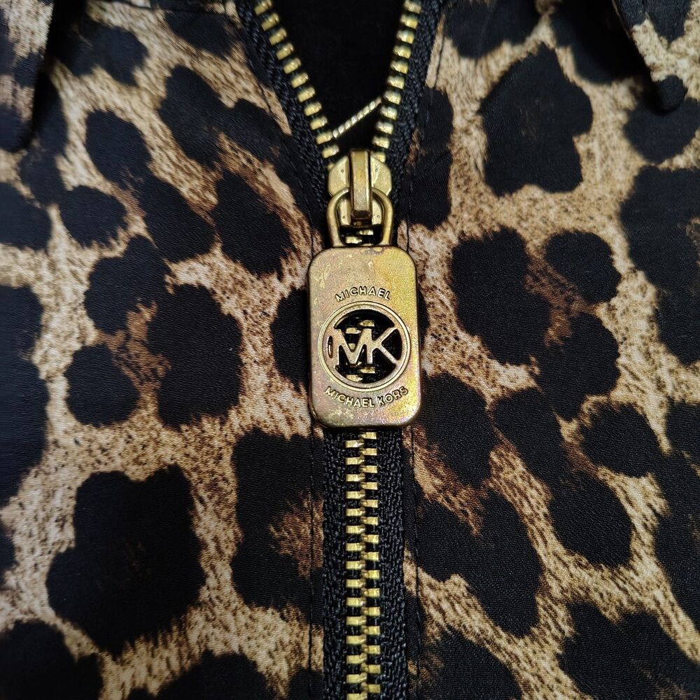 Michael Kors Leopard Print Front Zip Blouse Wmns Size Large/T679 - Picture 3 of 9